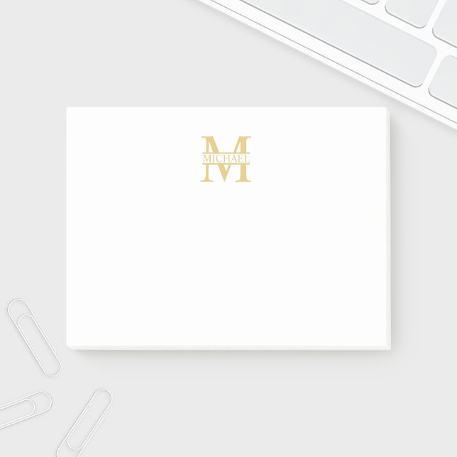 Personalisiertes Gold Monogramm und Name Post-it Klebezettel (Von Creator hochgeladen)