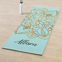 Personalisiertes Gold Natur Mandala Türkisblau