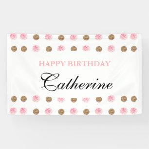 Personalisiertes Gold & Pink Polka-Dot Geburtstags Banner