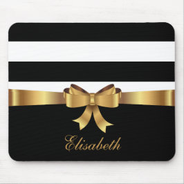 Personalisiertes Gold, schwarze, feine Streifen, g Mousepad