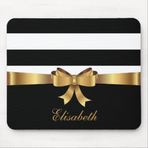 Personalisiertes Gold, schwarze, feine Streifen, g Mousepad