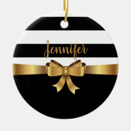 Personalisiertes Gold, schwarze Streifen ELEGANT B Keramikornament