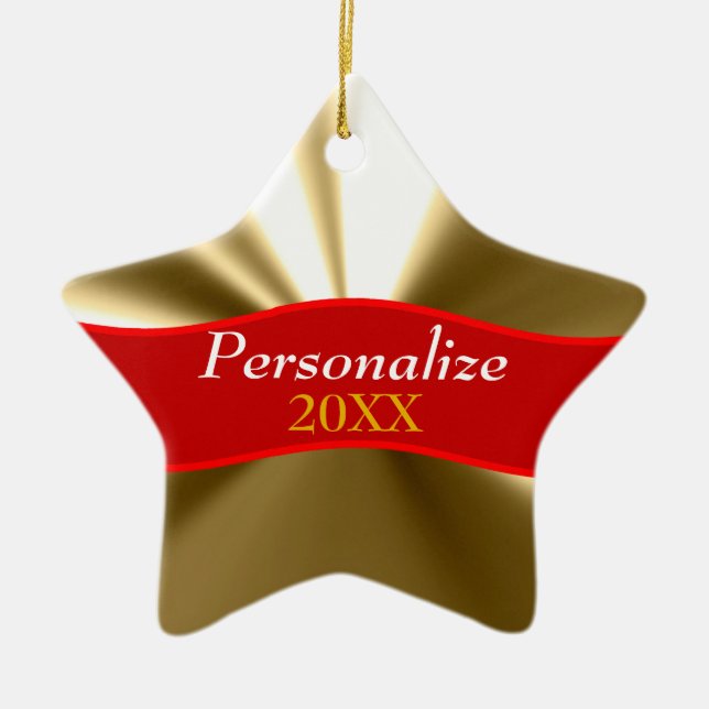 Personalisiertes Gold-Star-Ornament Keramikornament (Vorne)