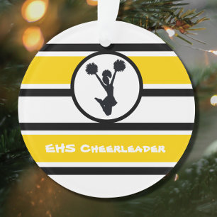 Personalisiertes Gold und Black Cheerleader Orname Ornament