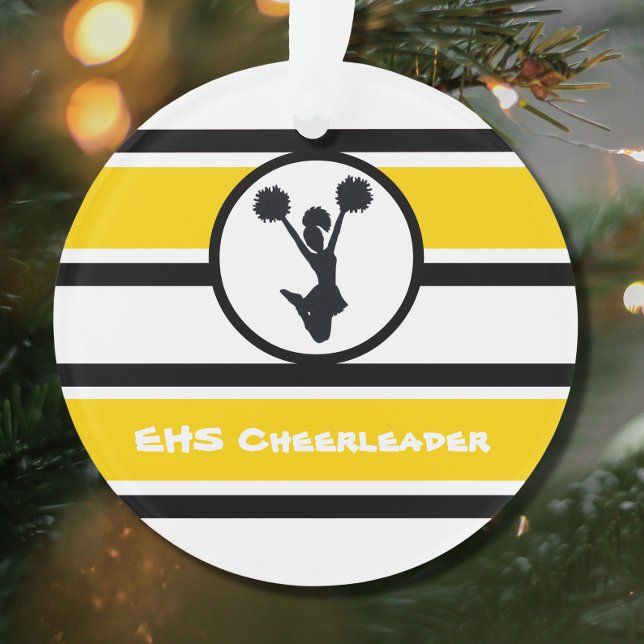 Personalisiertes Gold und Black Cheerleader Orname Ornament (Von Creator hochgeladen)
