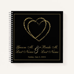Personalisiertes Gold- und Black Wedding Gästebuch Notizbuch