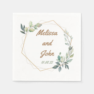 Personalisiertes Gold und Grüne Hochzeit Serviette