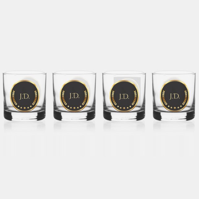 Personalisiertes Gold- und Schwarz-Whiskey-Glas Whiskyglas (Vorderseite)
