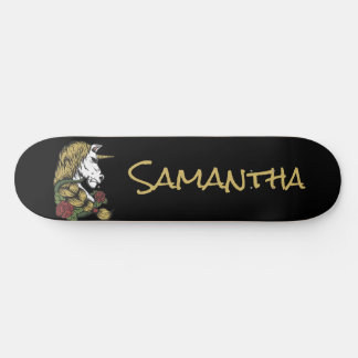 Personalisiertes Gold Unicorn Skateboard