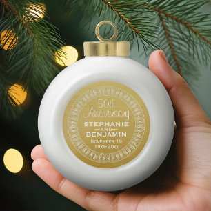 personalisiertes Gold zum 50. Hochzeitstag Keramik Kugel-Ornament