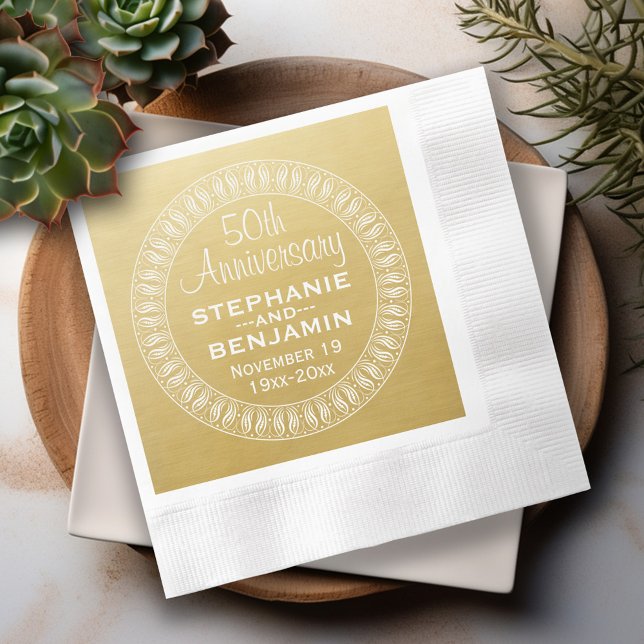 personalisiertes Gold zum 50. Hochzeitstag Serviette (50th Wedding Anniversary Personalized Napkins)