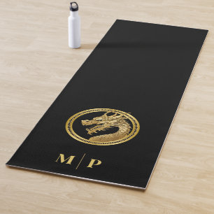 Personalisiertes Golddragon-Monogramm- Yogamatte