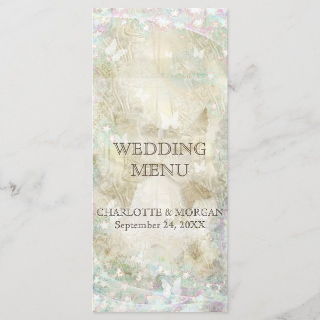 Personalisiertes Golden Funkelnd Rustic Wedding Me Menükarte (Vorderseite)