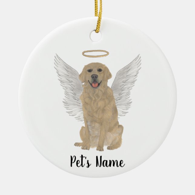 Personalisiertes Golden Retriever Beileid Memorial Keramik Ornament (Vorne)