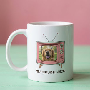 Personalisiertes Golden Retriever-Foto Retro-TV Kaffeetasse