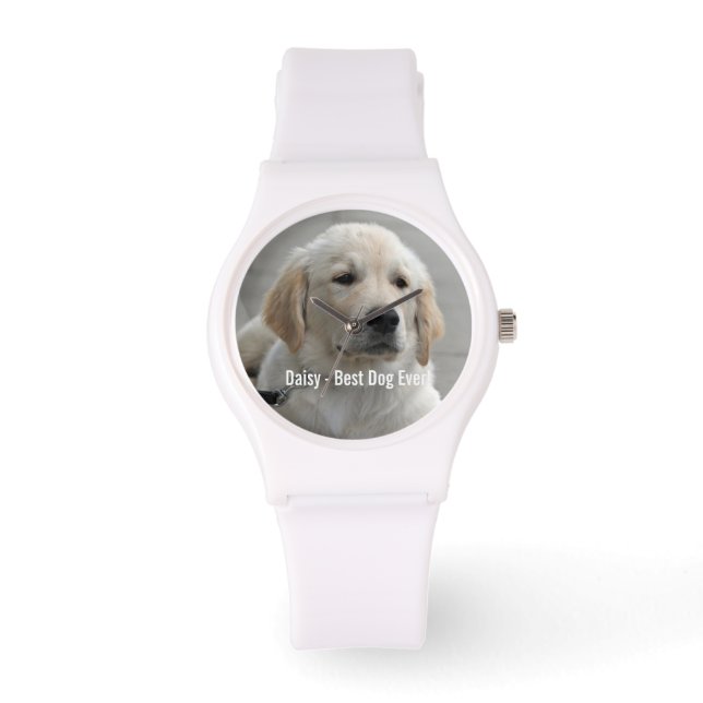 Personalisiertes Golden Retriever Hund Foto und Na Armbanduhr (Vorderseite)
