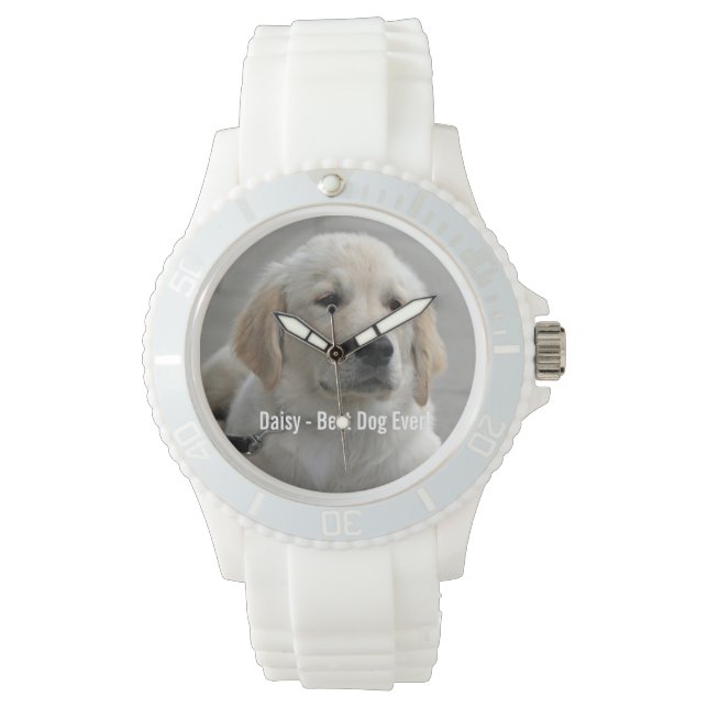 Personalisiertes Golden Retriever Hund Foto und Na Armbanduhr (Vorderseite)