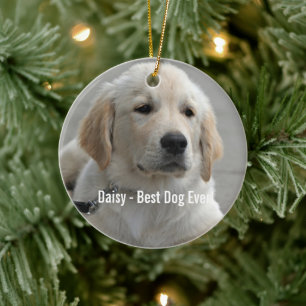 Personalisiertes Golden Retriever Hund Foto und Na Keramik Ornament