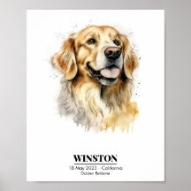 Personalisiertes Golden Retriever Wasserfarbenbild