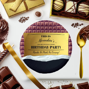 Personalisiertes Golden Ticket Chocolate Party Pappteller