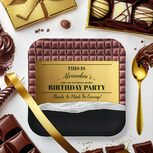 Personalisiertes Golden Ticket Chocolate Party Pappteller (Von Creator hochgeladen)