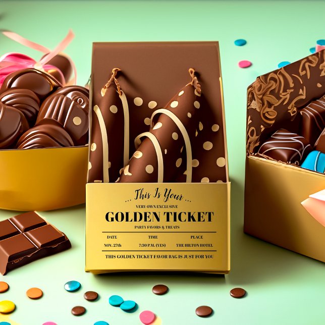 Personalisiertes Golden Ticket Gastgeschenk Rechteckiger Aufkleber (Von Creator hochgeladen)