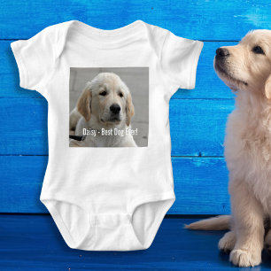 Personalisiertes goldener Retriever-HundeFoto und Baby Strampler