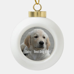 Personalisiertes goldener Retriever-HundeFoto und Keramik Kugel-Ornament