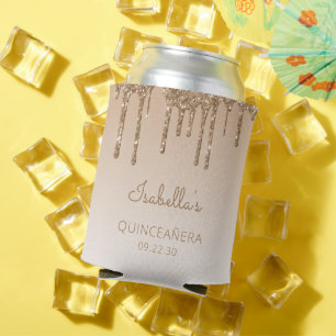 Personalisiertes goldenes Glitter-Drip-Quinceañera Dosenkühler
