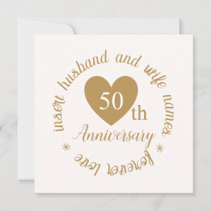 Personalisiertes Goldenes Herz 50. Hochzeitstag Karte
