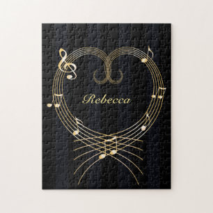 Personalisiertes goldenes Herz-musikalische Puzzle