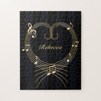 Personalisiertes goldenes Herz-musikalische Puzzle