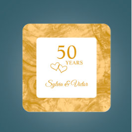 Personalisiertes Goldenes Holz 50 Jahre alt Quadratischer Aufkleber