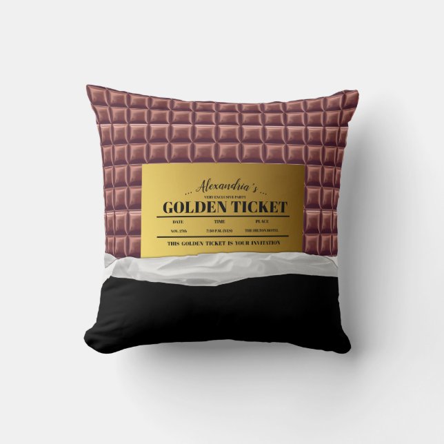 Personalisiertes Goldenes Ticket Schokolade-Bar Kissen (Vorderseite)