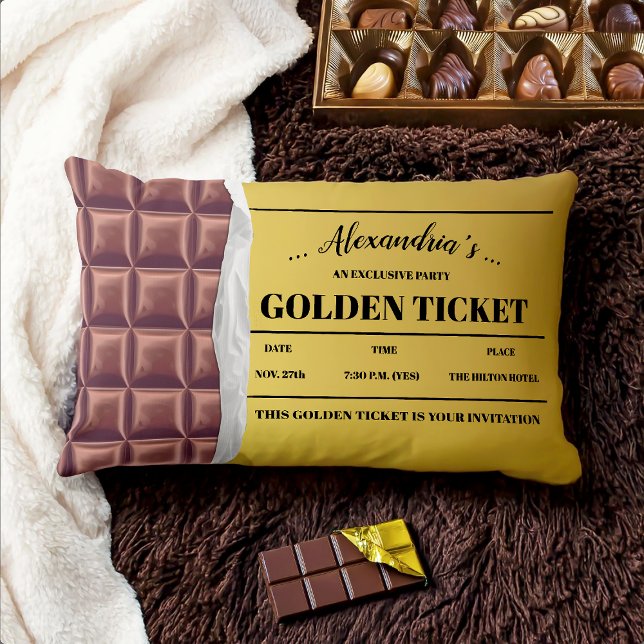 Personalisiertes Goldenes Ticket Schokolade-Bar Lendenkissen (Von Creator hochgeladen)