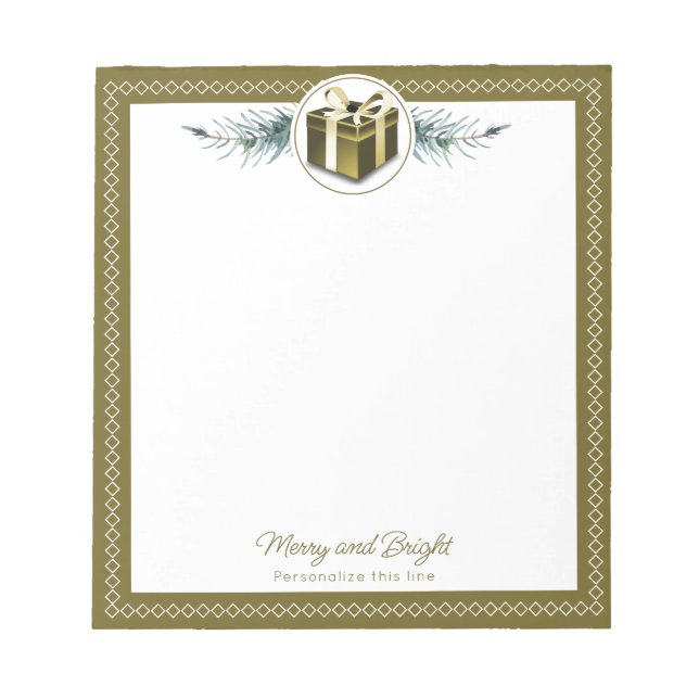 Personalisiertes goldenes Weihnachtsgeschenk Notizblock (Vorderseite)