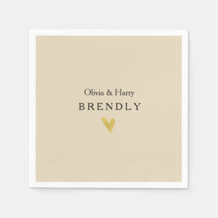 Personalisiertes Goldherz Hochzeitspapier Napkins Serviette