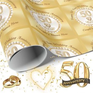 Personalisiertes Goldpapier, 50-jähriges Wrapping  Geschenkpapier
