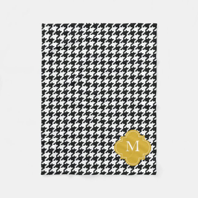 Personalisiertes GoldSchwarz-weißes Fleecedecke (Vorderseite)