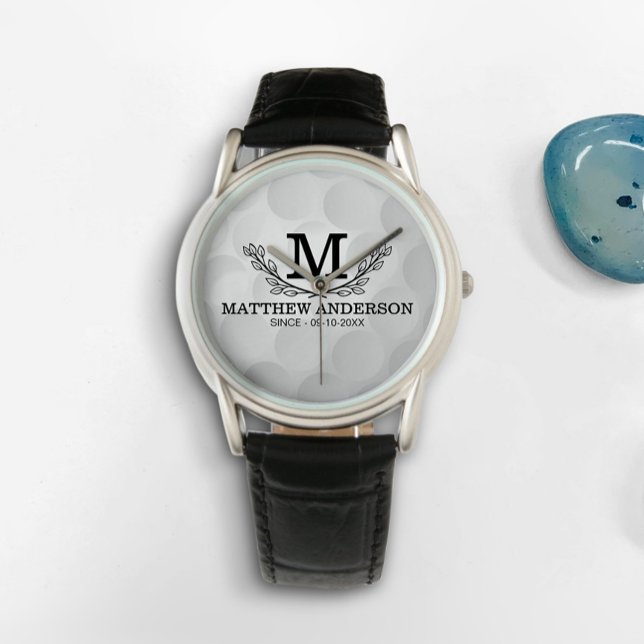 Personalisiertes Golf Ball Muster Name Monogramm A Armbanduhr (Von Creator hochgeladen)