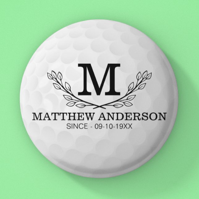 Personalisiertes Golf Ball Muster Name Monogramm A Button (Von Creator hochgeladen)