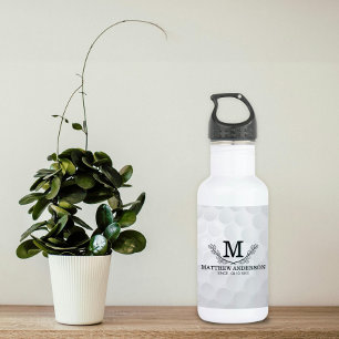 Personalisiertes Golf Ball Muster Name Monogramm A Edelstahlflasche