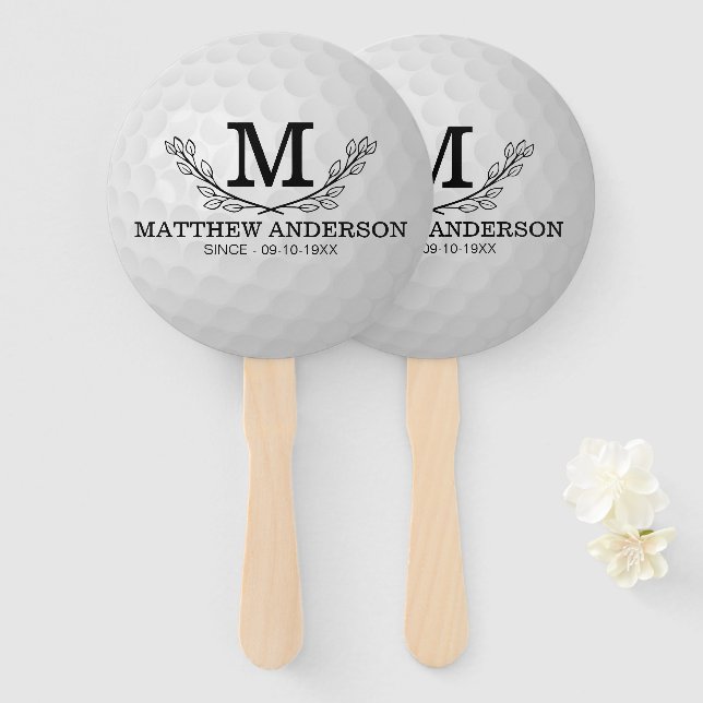 Personalisiertes Golf Ball Muster Name Monogramm A Fächer (Vorne und Hinten)