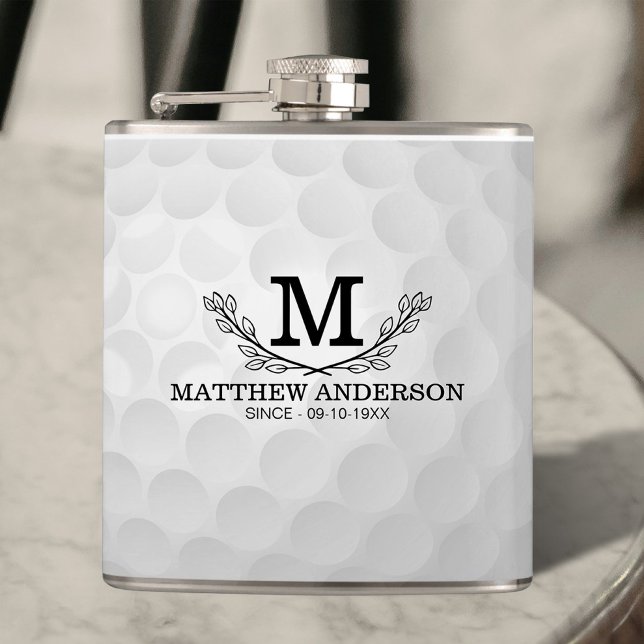 Personalisiertes Golf Ball Muster Name Monogramm A Flachmann (Von Creator hochgeladen)