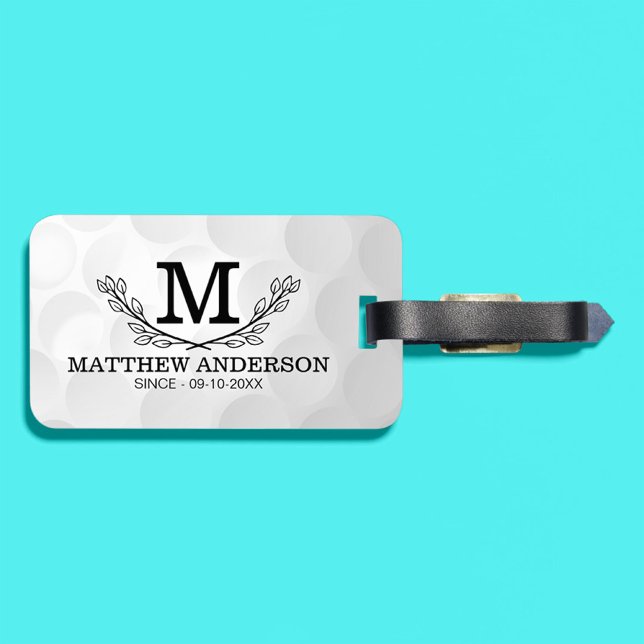 Personalisiertes Golf Ball Muster Name Monogramm A Gepäckanhänger (Von Creator hochgeladen)