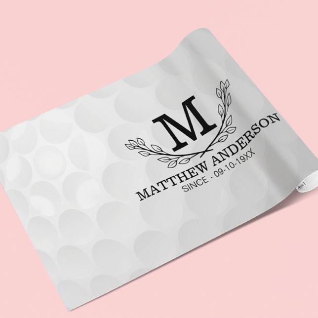 Personalisiertes Golf Ball Muster Name Monogramm A Geschenkpapier (Von Creator hochgeladen)