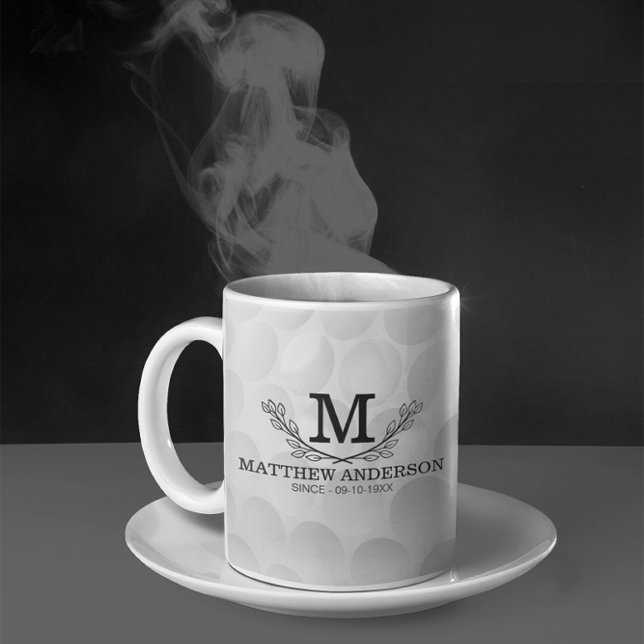 Personalisiertes Golf Ball Muster Name Monogramm A Kaffeetasse (Von Creator hochgeladen)