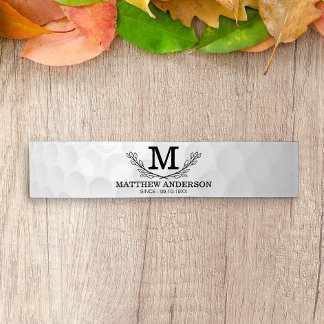 Personalisiertes Golf Ball Muster Name Monogramm A Kurzer Tischläufer