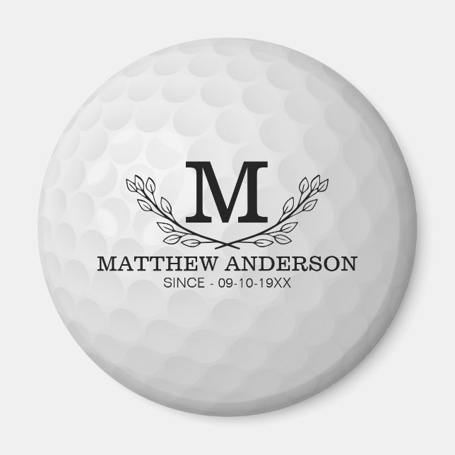 Personalisiertes Golf Ball Muster Name Monogramm A Magnet (Vorne)