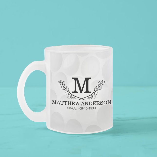 Personalisiertes Golf Ball Muster Name Monogramm A Mattglastasse (Von Creator hochgeladen)